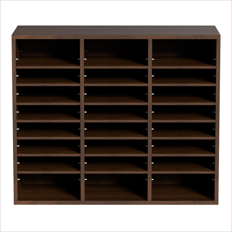 Organisateur de livres réglable à 24 compartiments, brun chaud, rangement pour panneaux de particules pour le bureau, la maison et la salle de classe