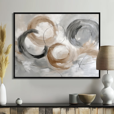 Grey Brown Balance Of Dark Force Harmony - Abstract Collages Canvas Wall Art, Grey Contemporary Framed Wall Art