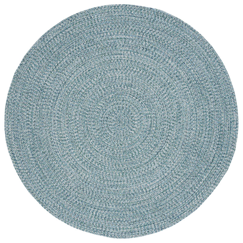 Trombley Braided 201 Area Rug In Teal / Green, Round 4'