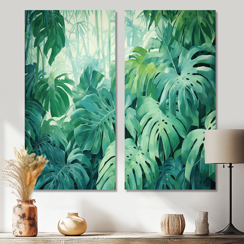Jade Jungle jungle épaisse de palmiers III - décoration murale traditionnelle verte, 20" H x 24" W, Wrapped Canvas
