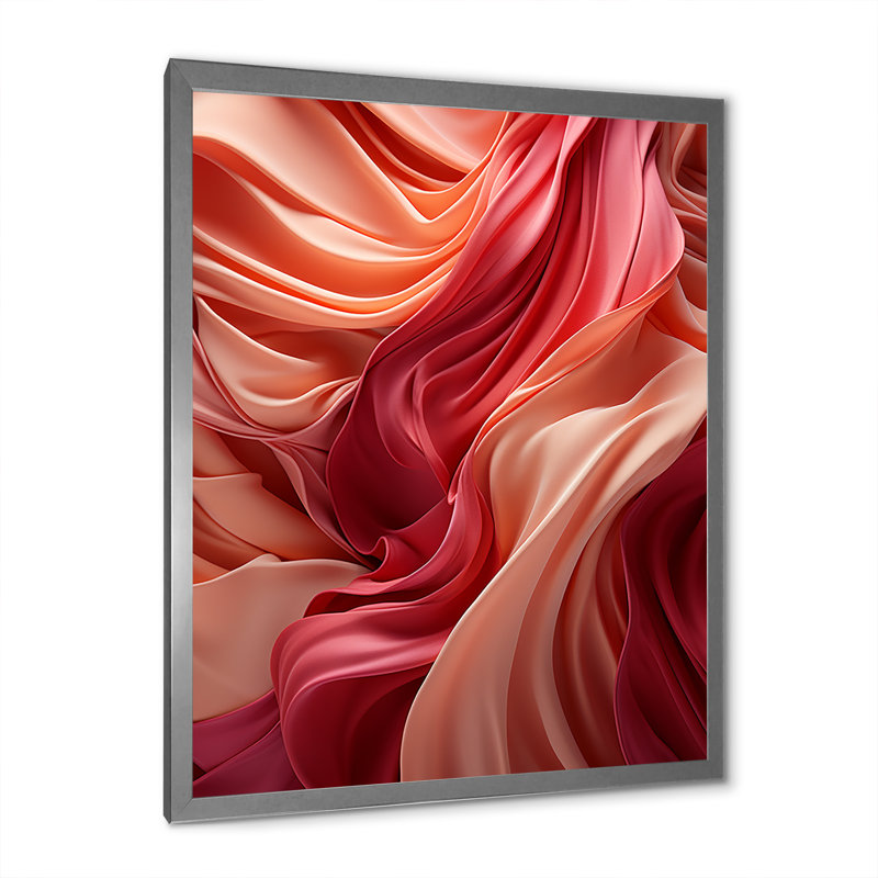 Corail - Merveille colorée corail - Décoration murale abstraite, Cadre photo argenté, H 40 po x l 30 po x P 1,5 po