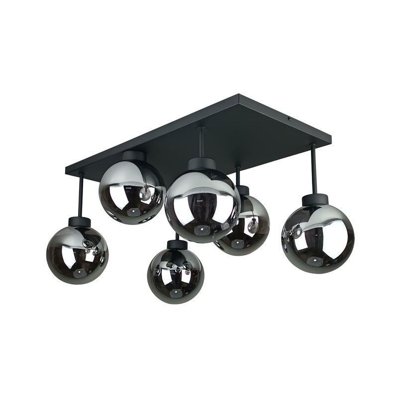 Alexzander Glass Semi Flush Mount, Black, Smoky