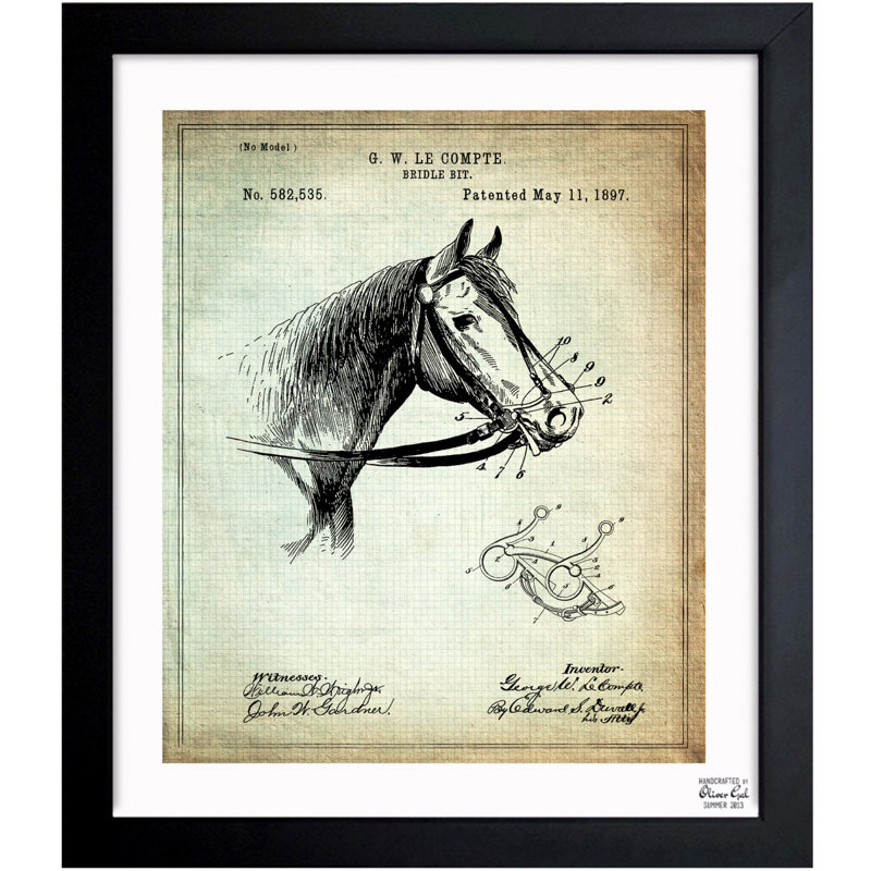 « bridle bit 1897 », impression encadrée, H 18 po x l 15 po x P 0,5 po