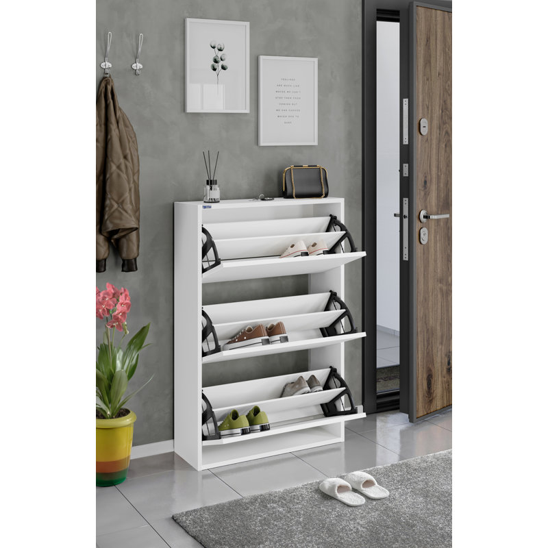 3-Tier Wooden Shoe Cabinet, White