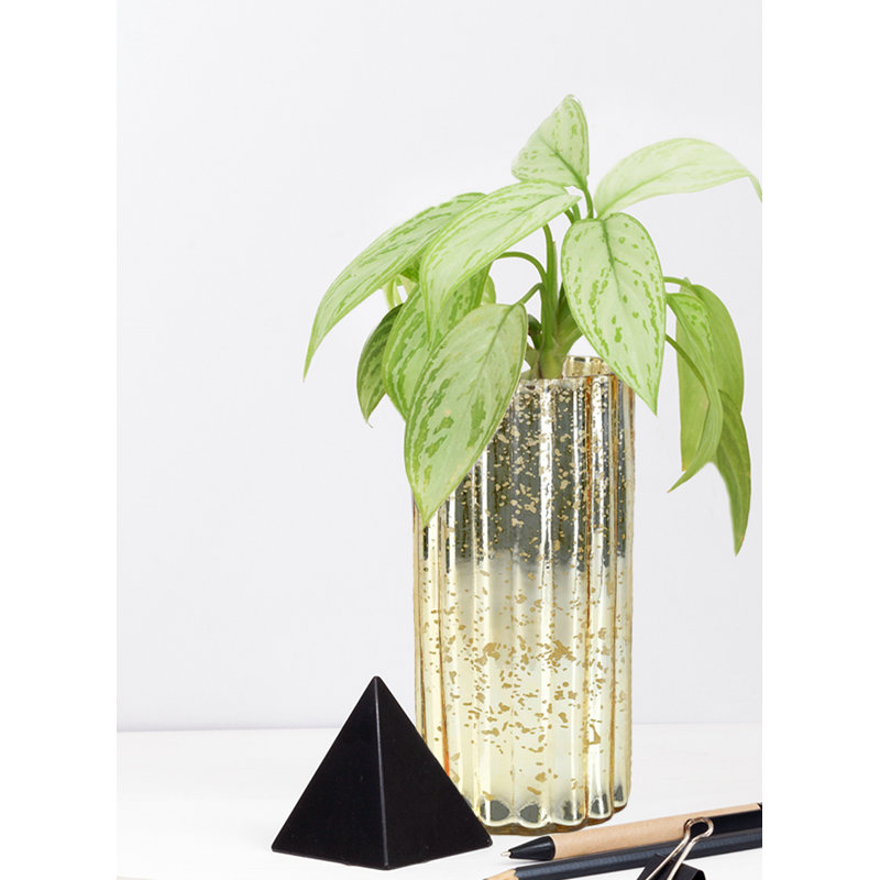 Vase de table en verre, H 8 po x l 4 po x P 4 po