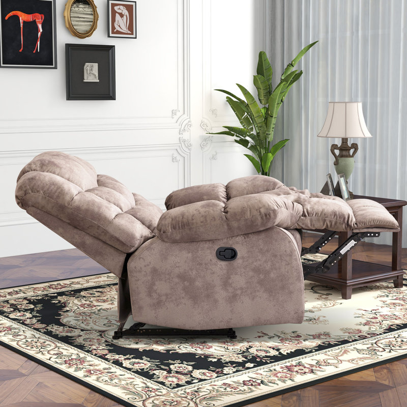 Kingstin 36.9" Wide Modern and Soft Overstuffed Manual Recliner, Light Brown