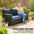 3 Seater Outdoor Couch Sofa, PE Wicker Patio Couch with Wide Deep Seating, 4" Foam Cushions, Wood-Effect Armrests and Legs, Patio Sofa Furniture for Garden, Backyard, Porch, Dark Blue