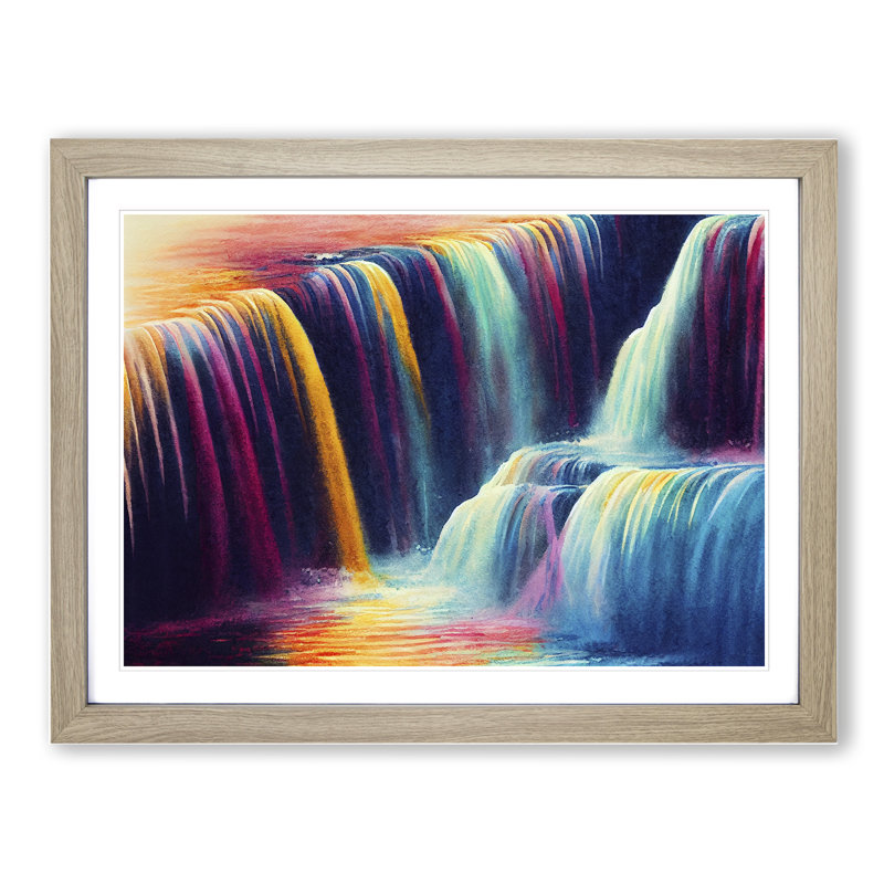 Colourful Watercolour Vol.3 - Single Picture Frame Print, Oak Framed, 25cm H x 34cm W x 2cm D
