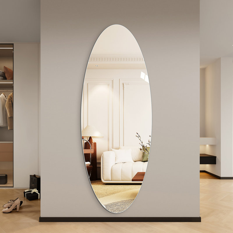Miroir ovale 65 "x 24", transparent, incassable, pour la maison et le salon, 65" x 24"