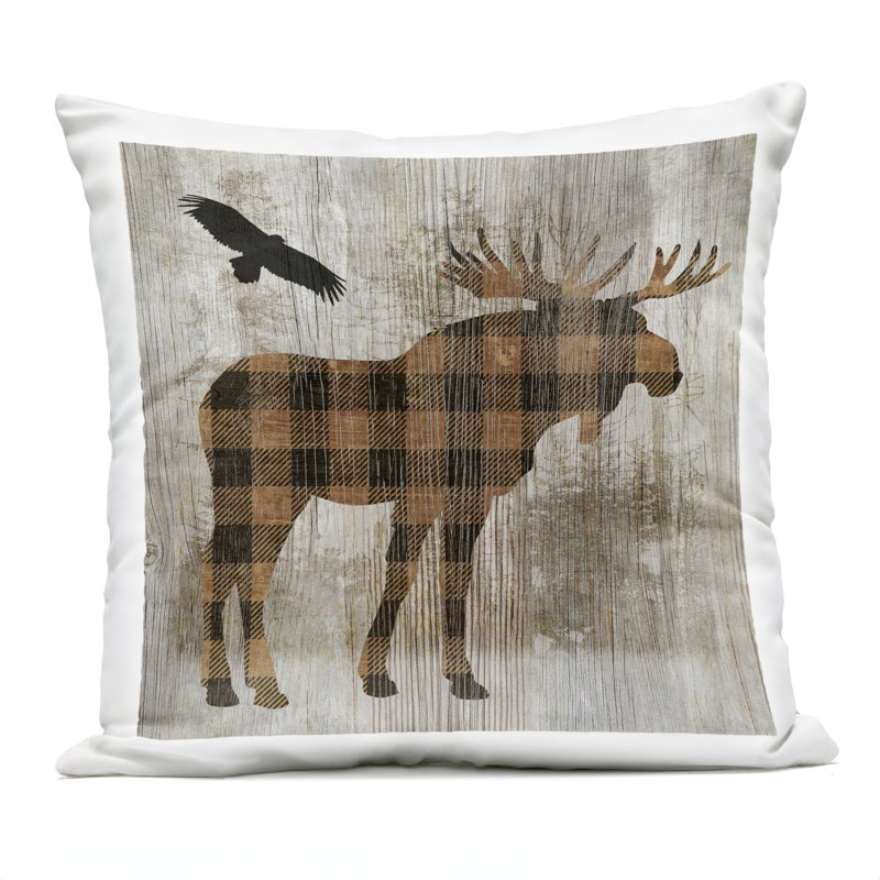 Coussin d'extérieur Buffalo Plaid Bear & Bird