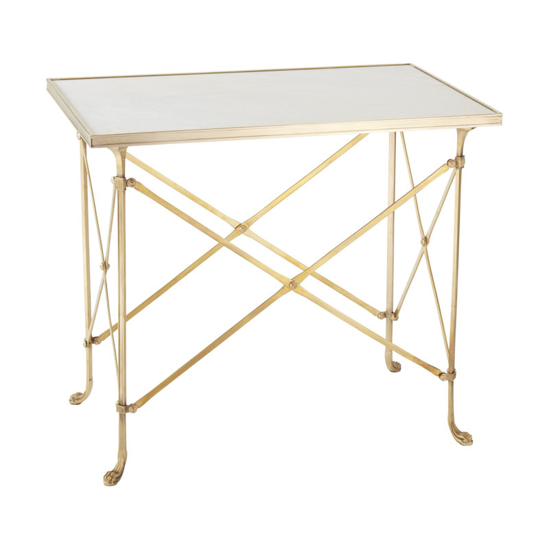Directoire Marble Top End Table, Brass/White Marble