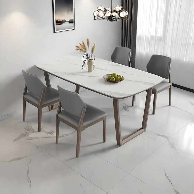 Rock board simple dining table and chair set, 5