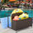 Poolside Float Storage Organizer, Outdoor Wicker Rattan Pool Float Holder Storage Rack For Basket Box Patio Pool Storage Caddy With Rolling Wheels For Pool Toy Noodles Equipment Accessroies Espresso