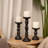 12'' Handcrafted Mango Wood Pillar Candle Holder Set – Rustic 3-Piece Set for LED Candles-757559363