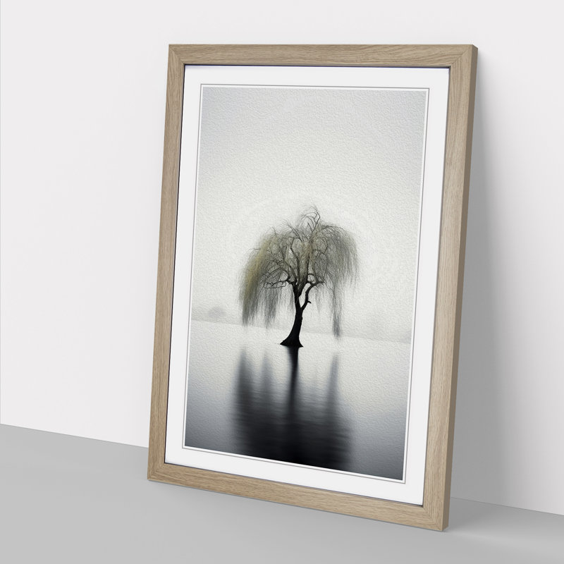 Weeping Willow Minimalism - Framed Print, 64cm H x 46cm W, Oak Framed