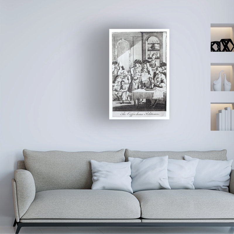 Art anglais sur toile, "The Coffee House", H 19 po x l 12 po