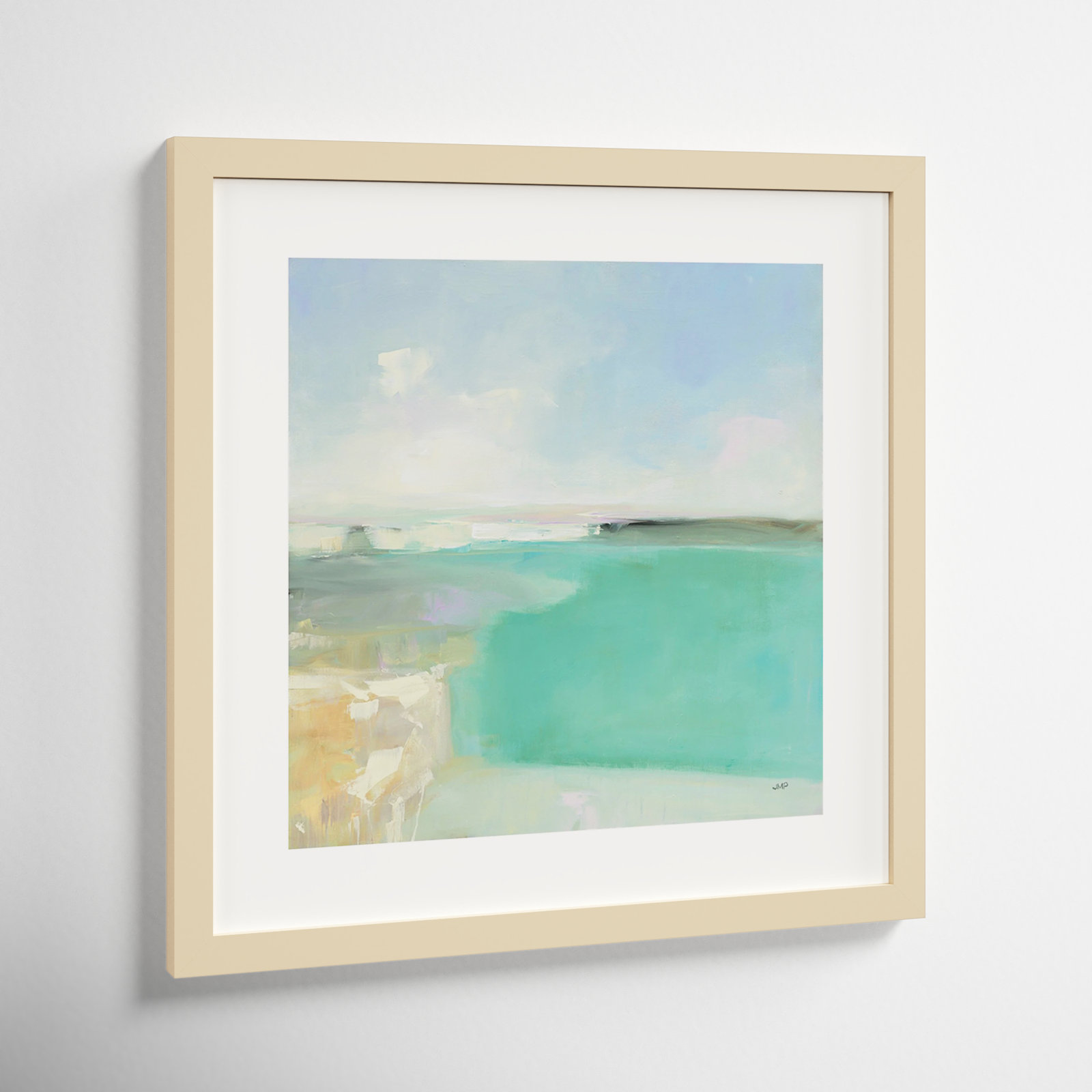 Summer Coastline by Julia Purinton, Natural Framed Paper, 19" H x 19" W