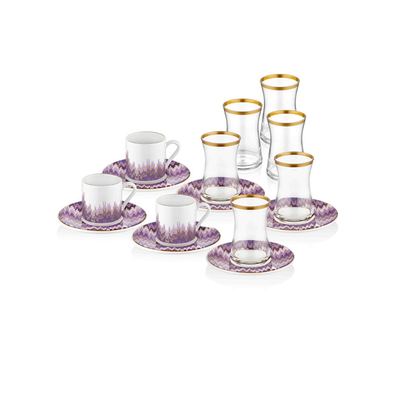 Ensemble de 12 tasses et soucoupes Maximo, Mauve