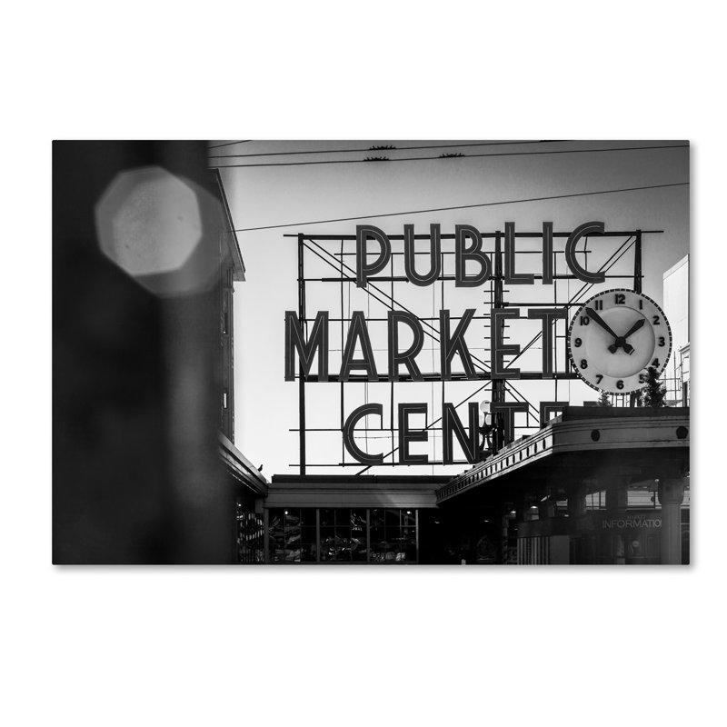 Black and White Pike Place Market Canvas Art, 27x33