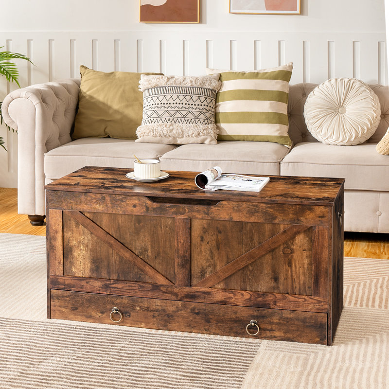 Cheynne Storage Blanket Chest with Drawer, Rustic Brown