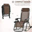 Fauteuil à bascule pliable d'extérieur zéro gravité avec oreiller, porte-gobelet et porte-téléphone, et pieds pliables, brun