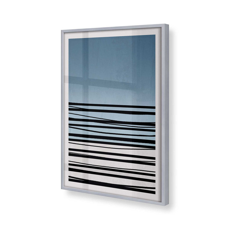 «Twilight Stripes V2» sur papier, H 21,25 po x l 17,25 po, Cadre en chrome poli