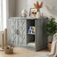 Armoire à litière pour chat avec prise de courant, meuble à litière moderne pour grandes boîtes à litière automatiques, bac à litière caché avec bac à litière, tablettes de rangement réglables, gris