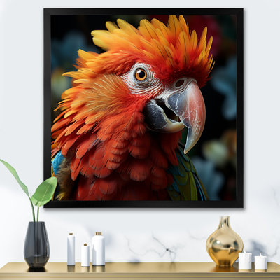Portrait de perroquet orange - art mural perroquet