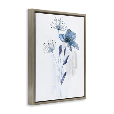 "Blue Flower & Herb Branches", art mural encadré par Sally Swatland
