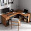 Bureau de direction brun en L en bois massif avec 1 tiroir-1257671274-1257671271