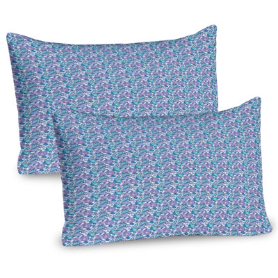 Ambesonne East Pillow Sham 2 Pack Far Eastern Floral Blossoms - Turquoise and Lilac -  pil-2_139729_30x20