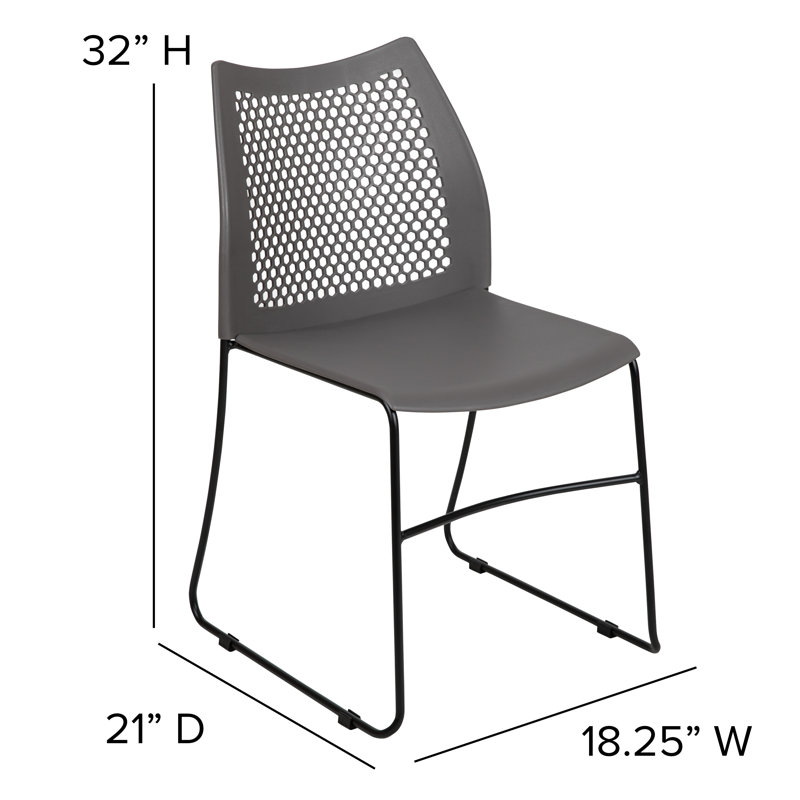 Black Armless Stacking Chair with Air-Vent Back