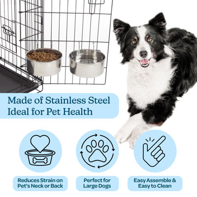 PETMAKER Stainless-Steel Hanging Dog Bowl Set - 50.4 oz Capacity Each 