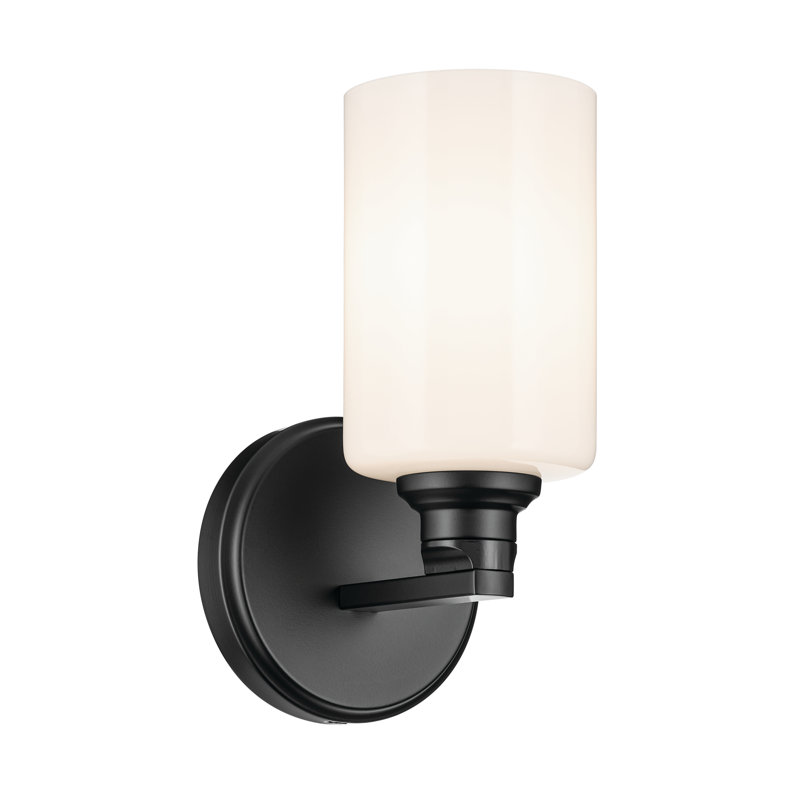 9.5" 1-Light Wall Sconce with Glass, Satin Black, Opal Etched