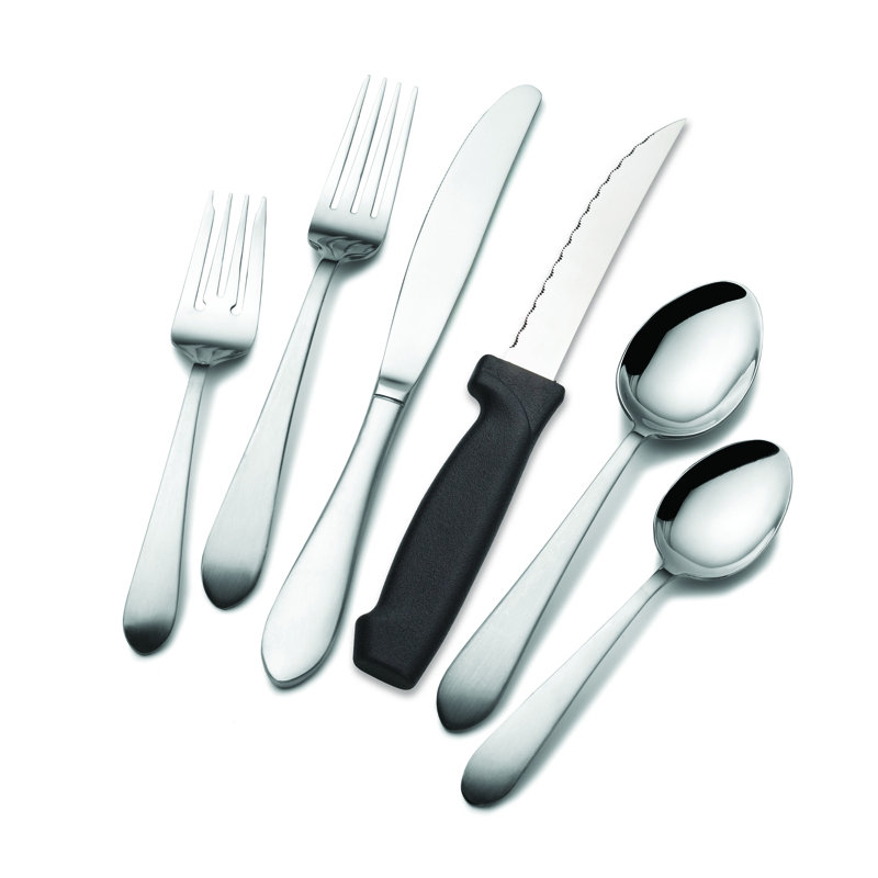 Pfaltzgraff Salisbury Satin 48 Piece Flatware Set, 18/0 Stainless Steel