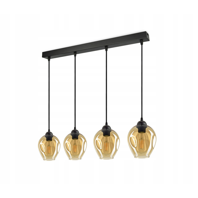 Tenterden 4 - Light Black Cluster Pendant, Honey