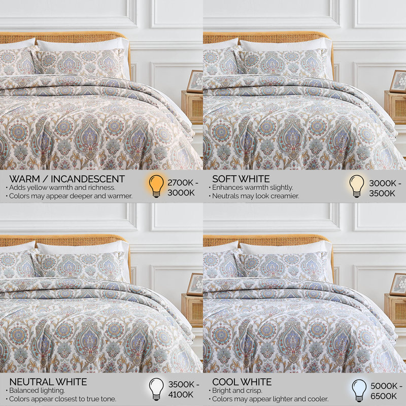 Ensemble de housse de couette en microfibre Boho Paisley Collection, Aigue-marine