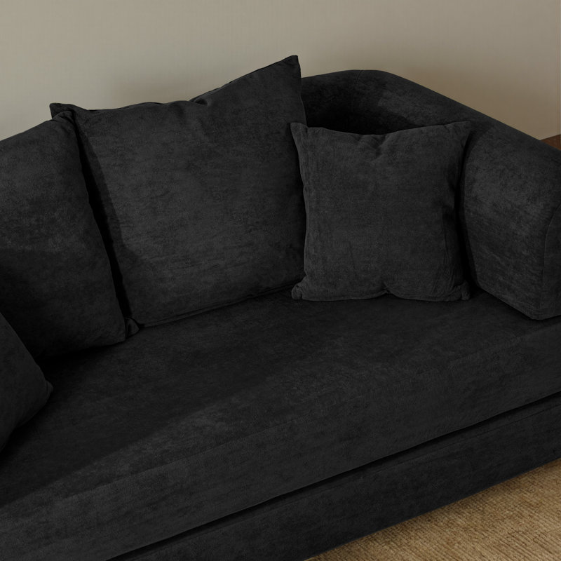 Boneless Foldable Two Person Fabric Sofa Bed, Black