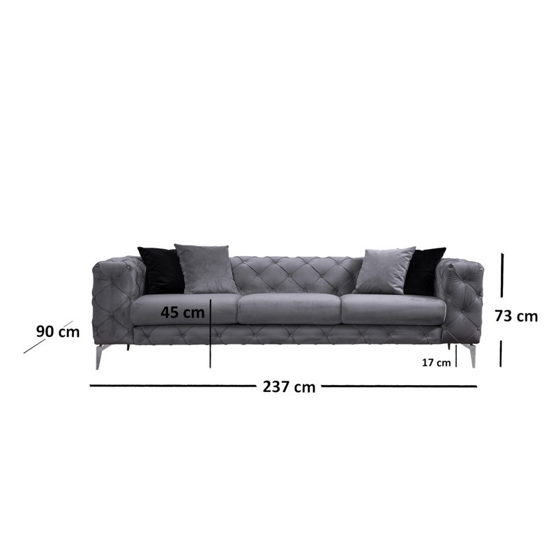 Canapé rembourré 93,3 po Kerveen, 100 % polyester gris