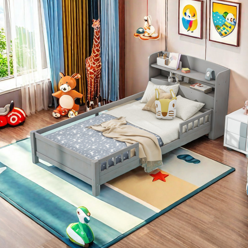 Lit avec rangement Branchesi, Simple, Gris antique