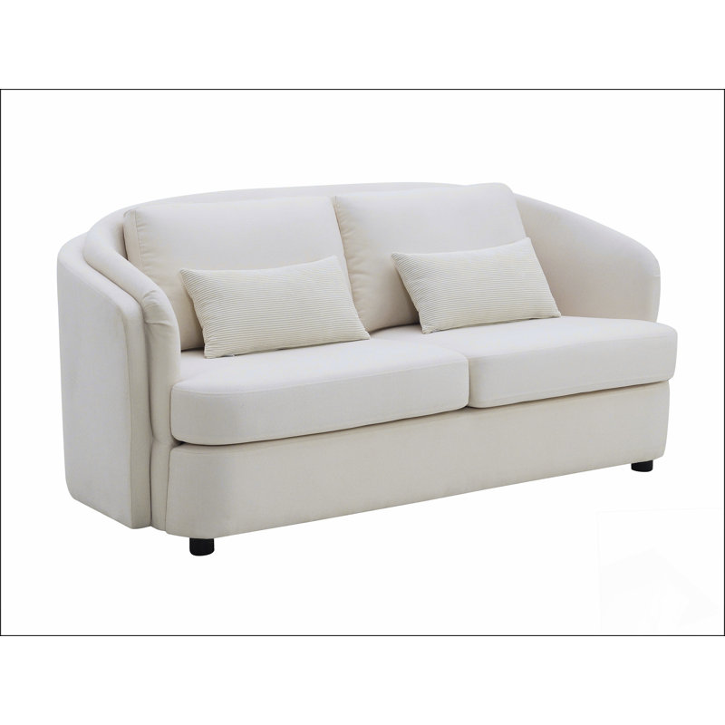 Causeuse en lin beige avec 2 coussins décoratifs Mariko