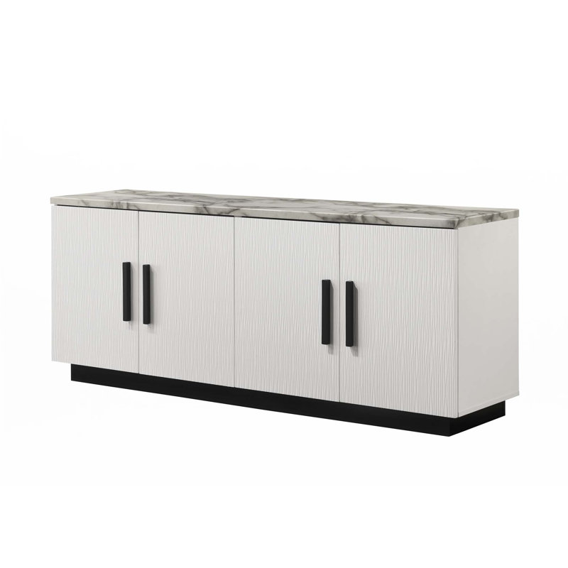 Console 63 po avec plateau en faux marbre blanc