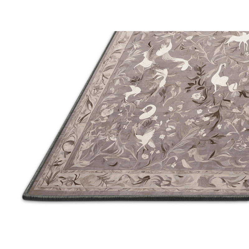 Tapis gris soyeux et moelleux, Rectangle de 5 pi x 8 pi