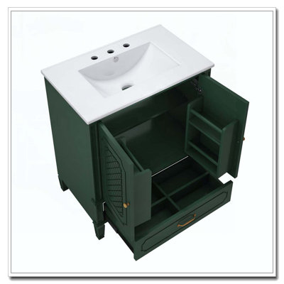 Meuble-lavabo de salle de bain avec lavabo style rétro