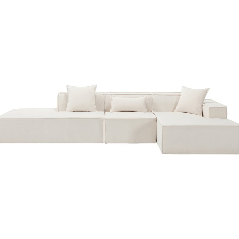 Beige - Design contemporain, rehaussant votre intérieur modulaire minimaliste en forme de L avec tissu éponge
