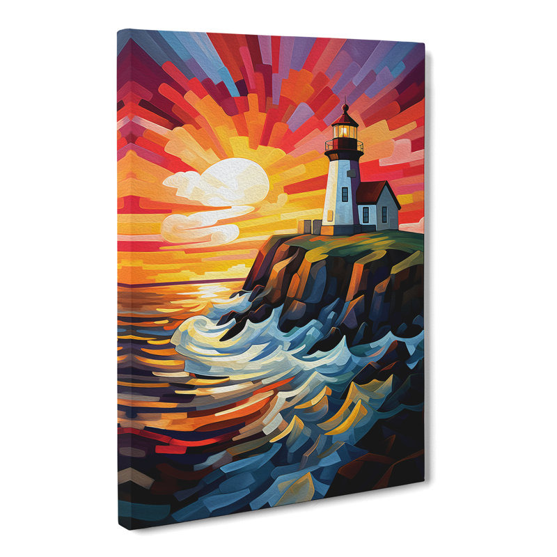 Lighthouse Cubism Art - No Frame Print, 60cm H x 40cm W x 3cm D