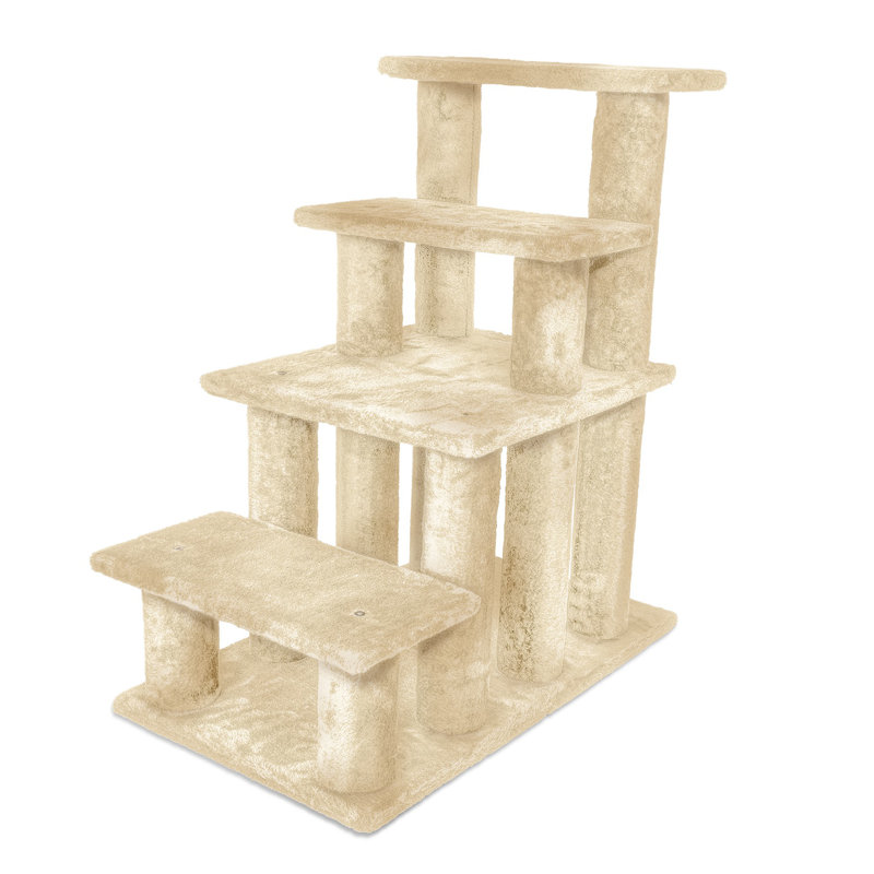 Stairs With 4 Steps, Cream, 29" H x 23.63" W x 15.75" D