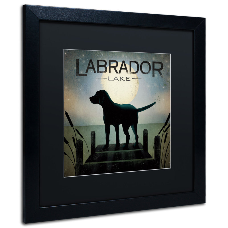 « oasis black dog labrador lake » par ryan fowler, impression sur toile encadrée en noir et beige, H 16 po x l 16 po, Noir
