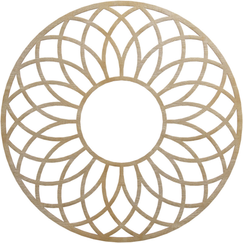 Médaillon de plafond en bois ajouré Cannes, Noyer blanc, H 36 po x l 36 po x P 0,38 po