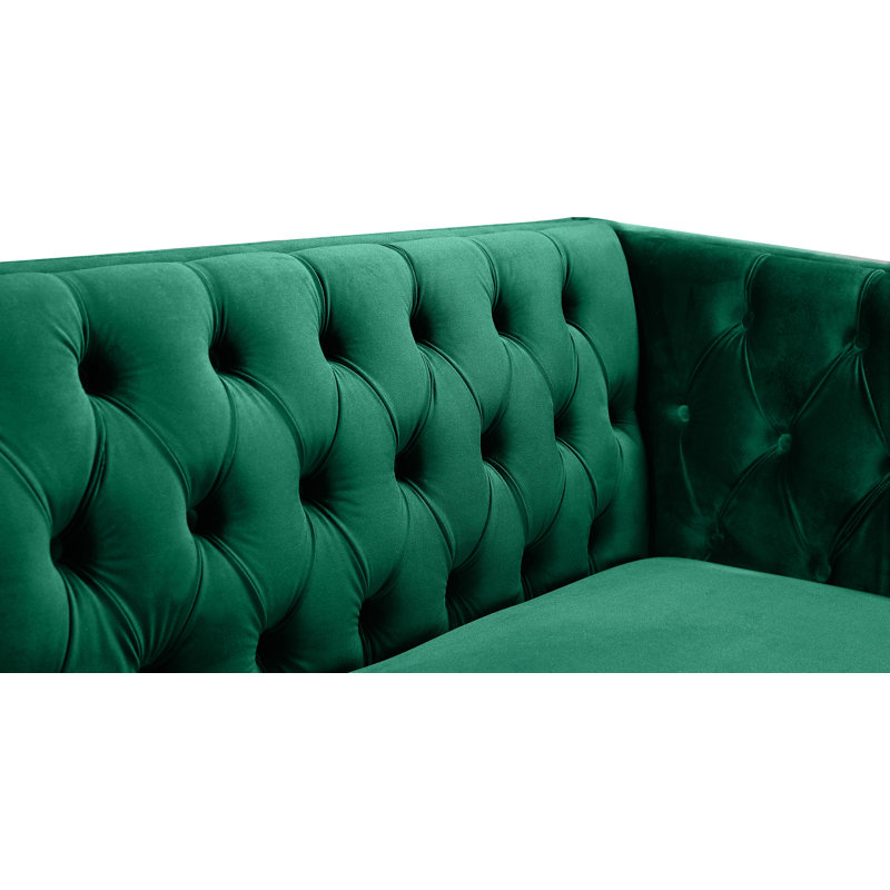 Michelle 90'' Velvet Sofa, Green Velvet